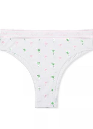 Pink logo cotton brazilian panty бразільяни бавовна