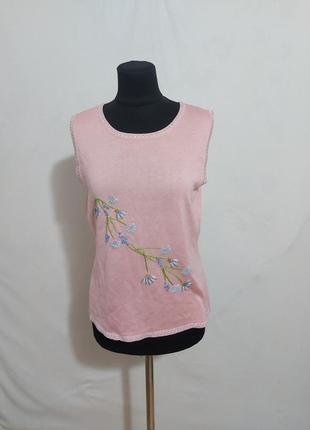 Шелковая вязаная футболка с вышивкой  gianna