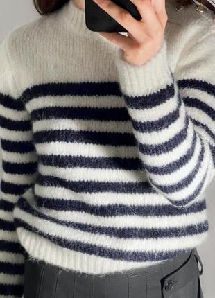 Мягкий нежный полосатый свитер zara,мягкий свитерок,джемпер,кофта,в полоску