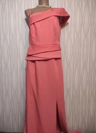 Вечернее розово- коралловое платье, на выпускной, подружка невесты.