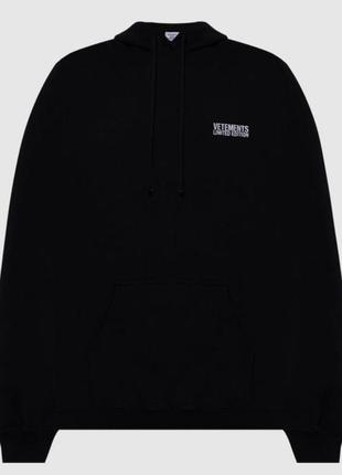 Мужской черный худи vetements размер м оригинал б/у (унисекс)