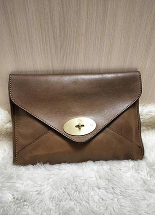 Кожаная сумка клатч mulberry