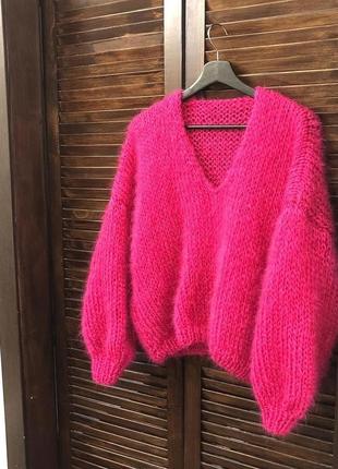 Яркий мохеровый свитер oversize5 фото