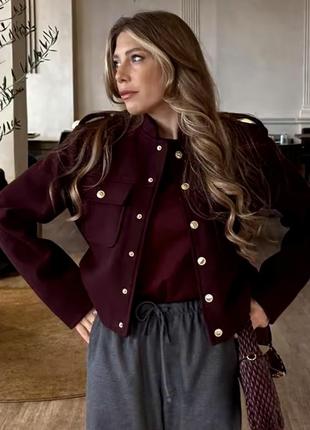 Жакет/куртка/бомбер цвета бургунди в стиле zara