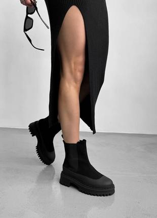 Жіночі челсі зима/демі, натуральна шкіра+замша, хутро/байка