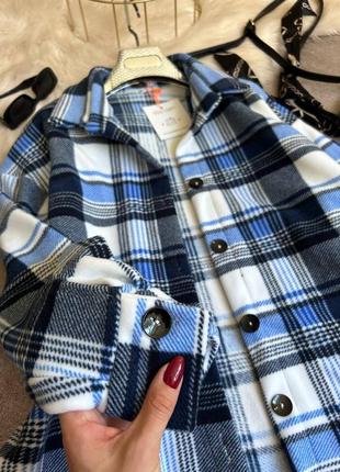 Жіноча утеплена кашемірова сорочка в клітинку, оверсайз         330