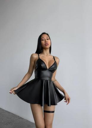 ⭐⭐⭐⭐⭐ эротическое сексуальное платье кожаное с чулками
