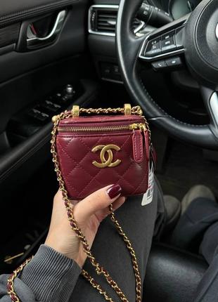 Міні шкіряна бордова сумка сумочка бочка бочонок шанель chanel