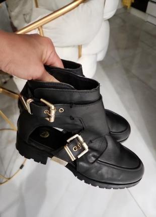 Кожаные открытые ботинки в стиле balenciaga