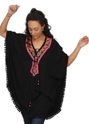 Накидка пончо вискоза calzedonia бохо шик вышиванка