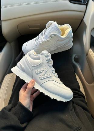 Кроссовки теплые на меху new balance 574 white fur