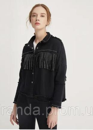 Джинсовая с бахромой куртка, жакет, джинсовка премиум класса