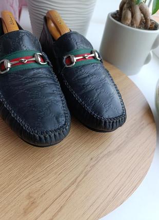 Мужские кожаные монограмные мокасины gucci monogram leather moccasin