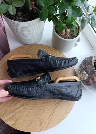Мужские кожаные монограмные мокасины gucci monogram leather moccasin