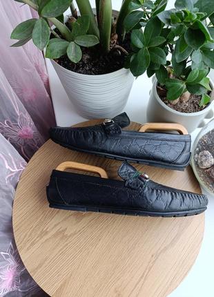 Мужские кожаные монограмные мокасины gucci monogram leather moccasin
