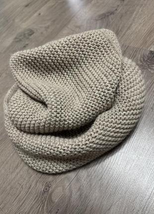 Хомут шарф вязаный бежевый