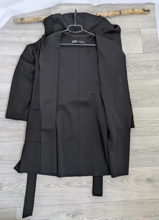 Черный плащ тренч жакет пальто с капюшоном zara3 фото