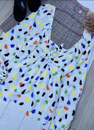 Белая блуза asos l блуза с широкими рукавами приталенная блуза в принт