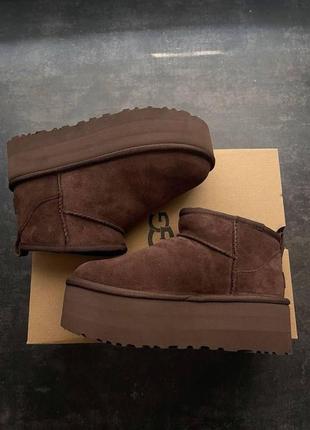 Коричневі уггі зимні , зимові уггі на платформі, коричневые угги ugg