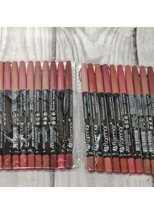 Набір олівців для губ водостійкі flormar waterproof lip liner 12 штук
