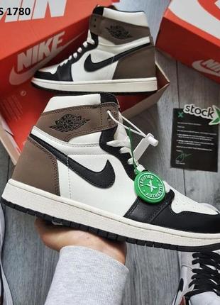 Кросівки! nike air jordan 1 retro high og (коричнево/білі)