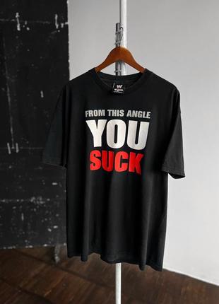 Wwe kurt angle “from this angle you suck” vintage 2002 world wrestling short sleeve t-shirt винтажная футболка, мерч