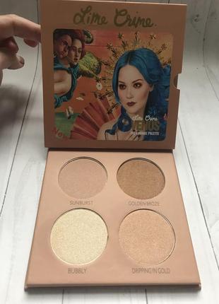 Палетка хайлайтеров и румян lime crime, палитра хайлайтеров и корректоров