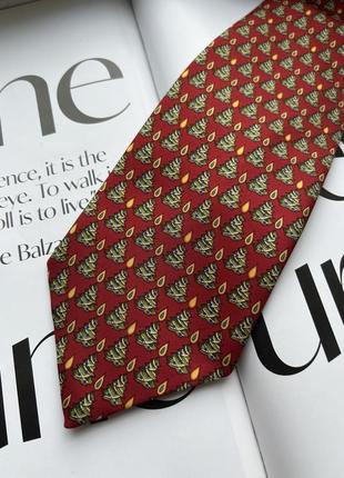 Красный шелковый винтажный галстук с елками marks & spenser st michael silk christmas tie