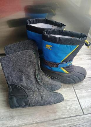 Снегоходы, зимние прорезиненные сапожки, зимние теплые сапоги sorel внутри съемный валенок.2 фото