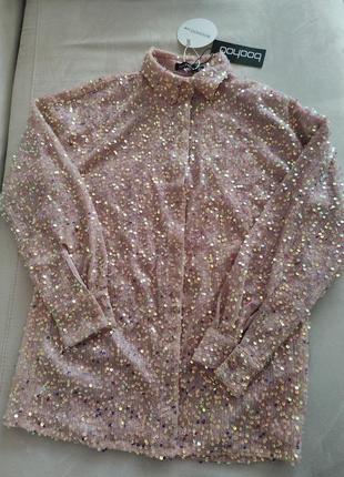 Стильная рубашка пайетки oversized 8