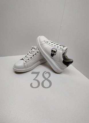 Шкіряні білі кеди karl lagerfeld