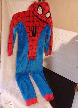 Теплий махровий кігурумі піжама сліп комбінезон 7-8 років спайдермен людина павук человек паук