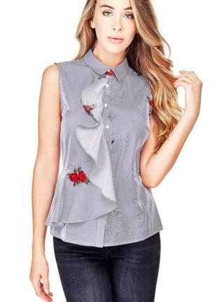 Блуза рубашка с вышивкой guess sl kira