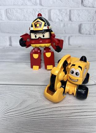 Машинка-трансформер robocar poli рой 10 см, екскаватор дейв