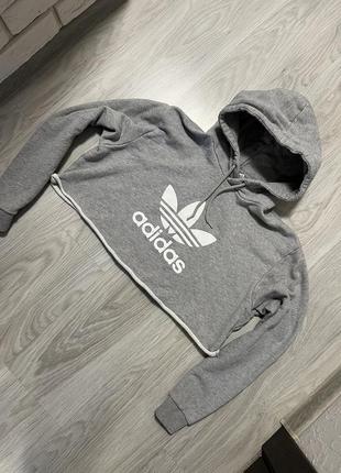 Укороченное худи оверсайз adidas3 фото