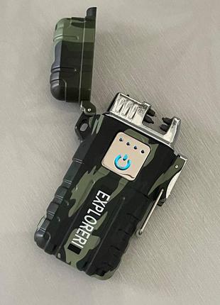 Запальничка електроімпульсна акумуляторна з usb камуфляж в подарунковій коробочці
