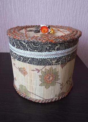 💛🤎 великий органайзер з кришкою кошик корзина скринька скарбничка шкатулка хендмейд подарунок сувенір декор