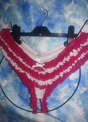 Милі трусики з рюшами з відкритим доступом в стилі кабаре бурлеск