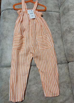 Комбінезон зара полоска літній льон на 4-5 років