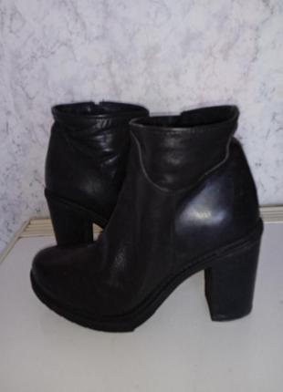 Кожаные ботильоны на квадратном каблуке