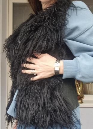 Меховая жилетка, жилетка из альпаки, безрукавка из альпаки, шубка, жилетка из меха, брендовая жилетка pepe jeans