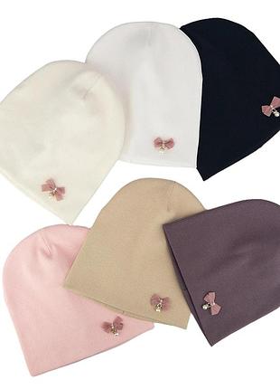 Шапка для дівчинки демісезон в рубчик новинка 2025 року