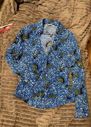 Блуза zara цветочный принт гортензии