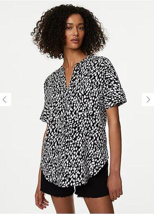 Льняная блуза свободный крой marks & spencer лен бохо