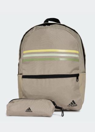 Рюкзак с пеналом adidas оригинал, бежевый, спортивный, для школы, тренировок