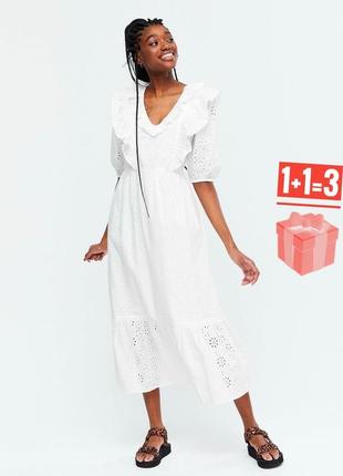 Хлопковое платье миди ришелье new look 18
