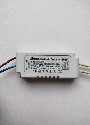 Трансформатор понижающий для галогенной люстры 220-12 в 220v 12v 60 вт jindel get-04