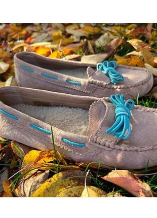Теплые туфли лоферы угги замш мех ugg