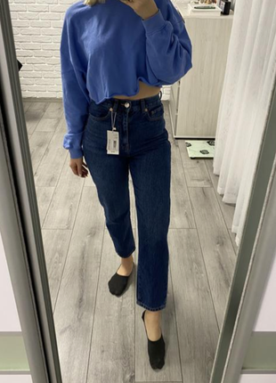 Плотные джинсы mom mango, 34 xs темно-синие