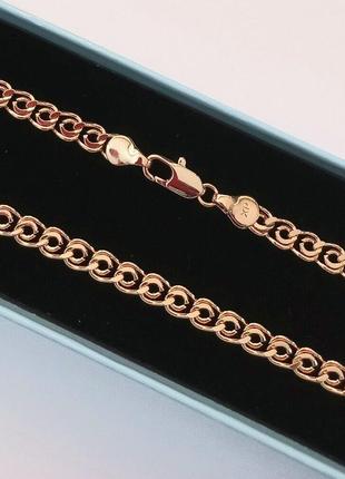 Цепочка на шею 50 см 4 мм позолота 18к xuping gold золотая браслет медицинское золото сталь